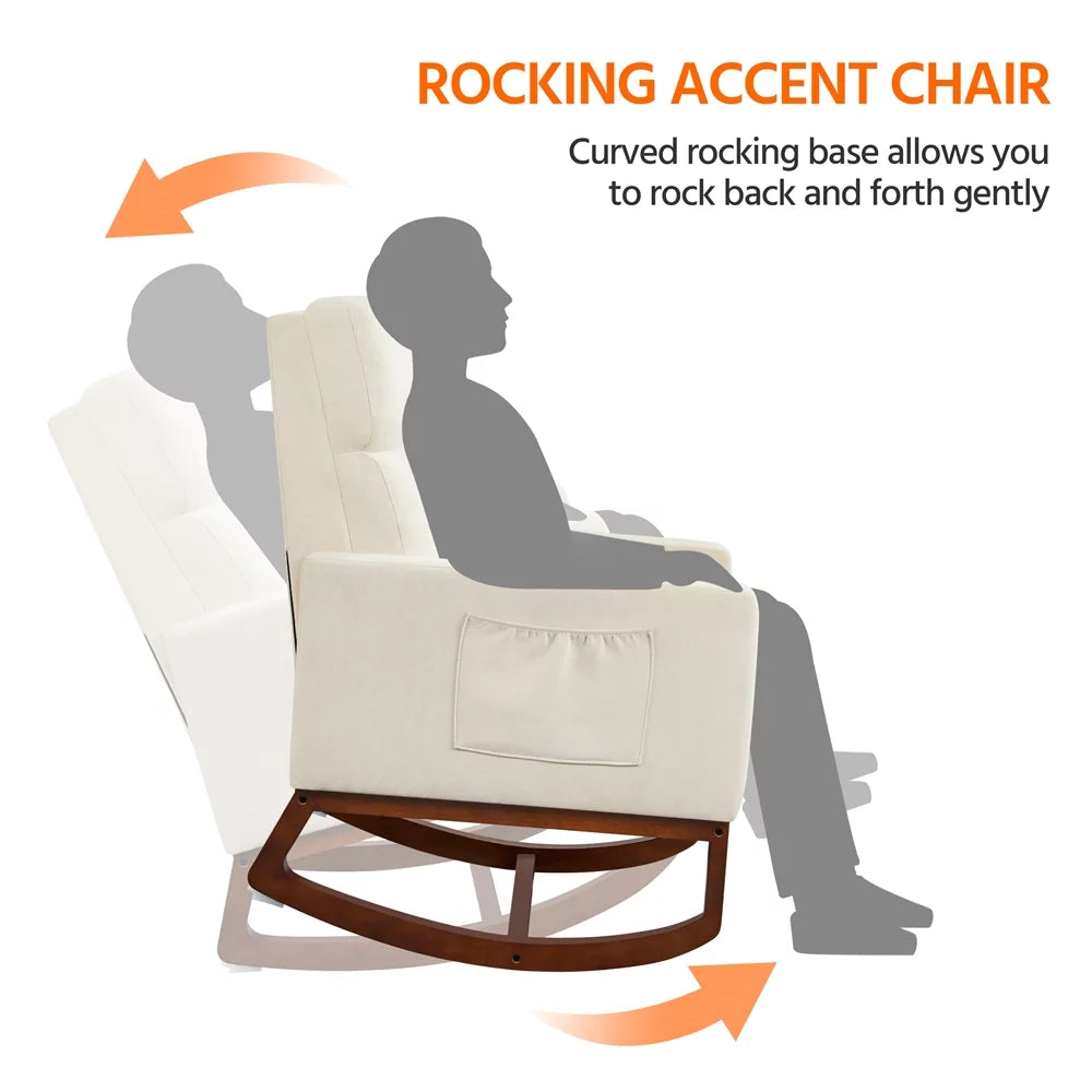 Upholstered Rocking Accent Chair, Beige