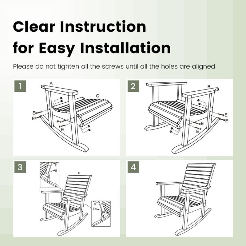 Outdoor Solid Fir Wood Rocking Chair with High Backrest