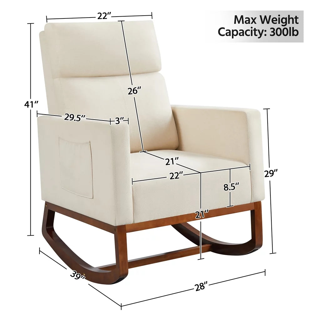 Upholstered Rocking Accent Chair, Beige