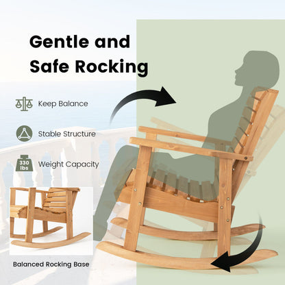 Outdoor Solid Fir Wood Rocking Chair with High Backrest