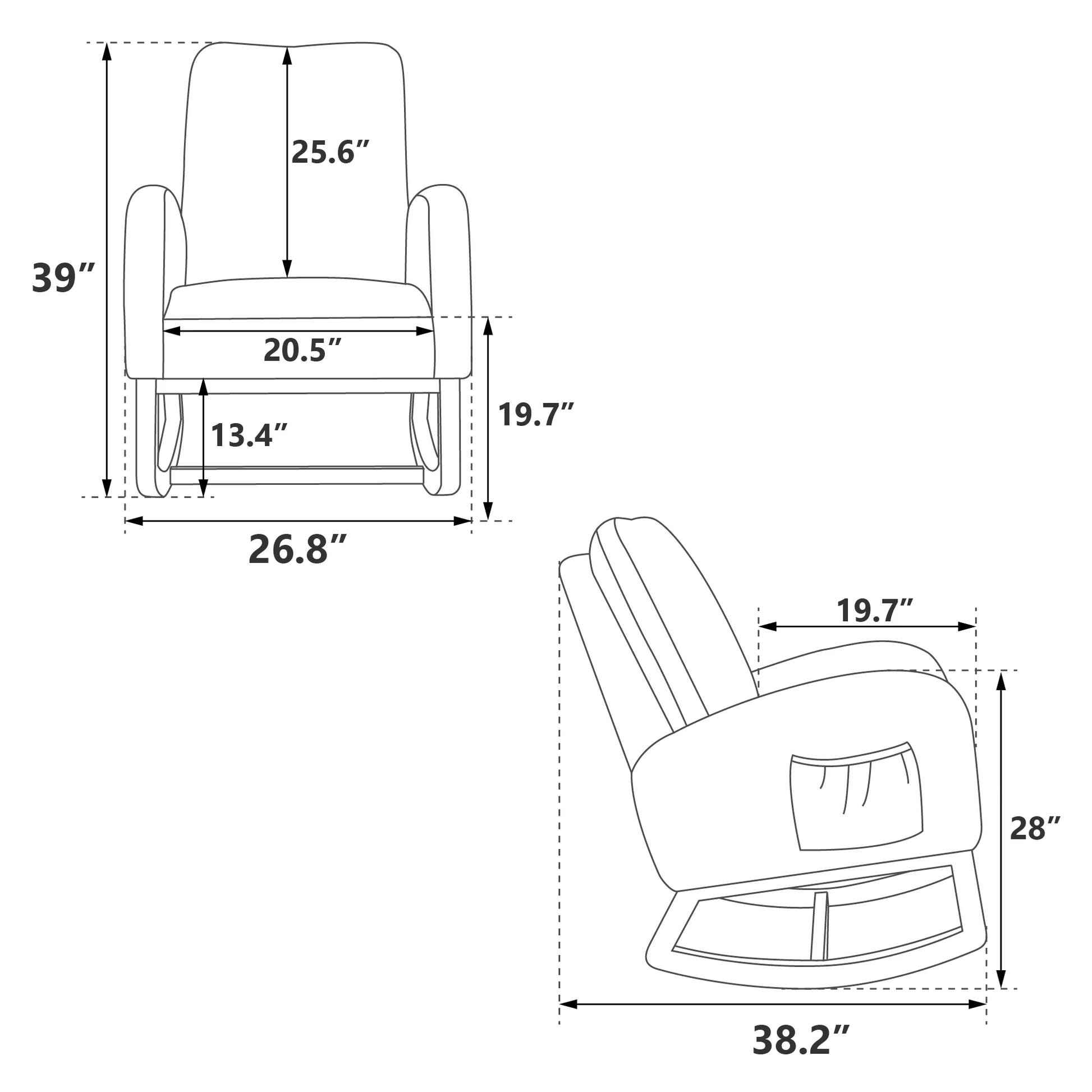 Rocking Chair Accent Rocker Armchair for Nursery,26.8"W Modern Upholstered Nursery Chair with Side Pocket,Upholstered High Back Wooden Rocking Chair for Living Room Baby Kids Room Bedroom, Beige