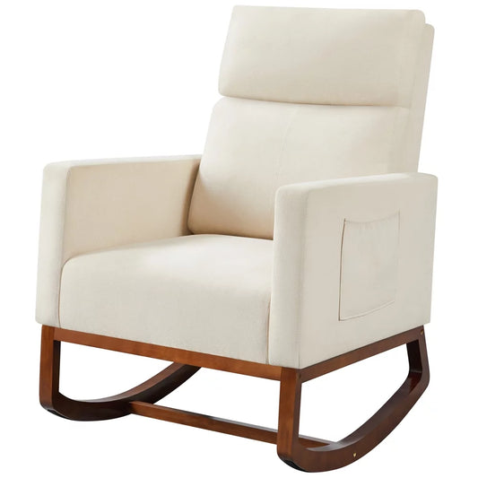 Upholstered Rocking Accent Chair, Beige