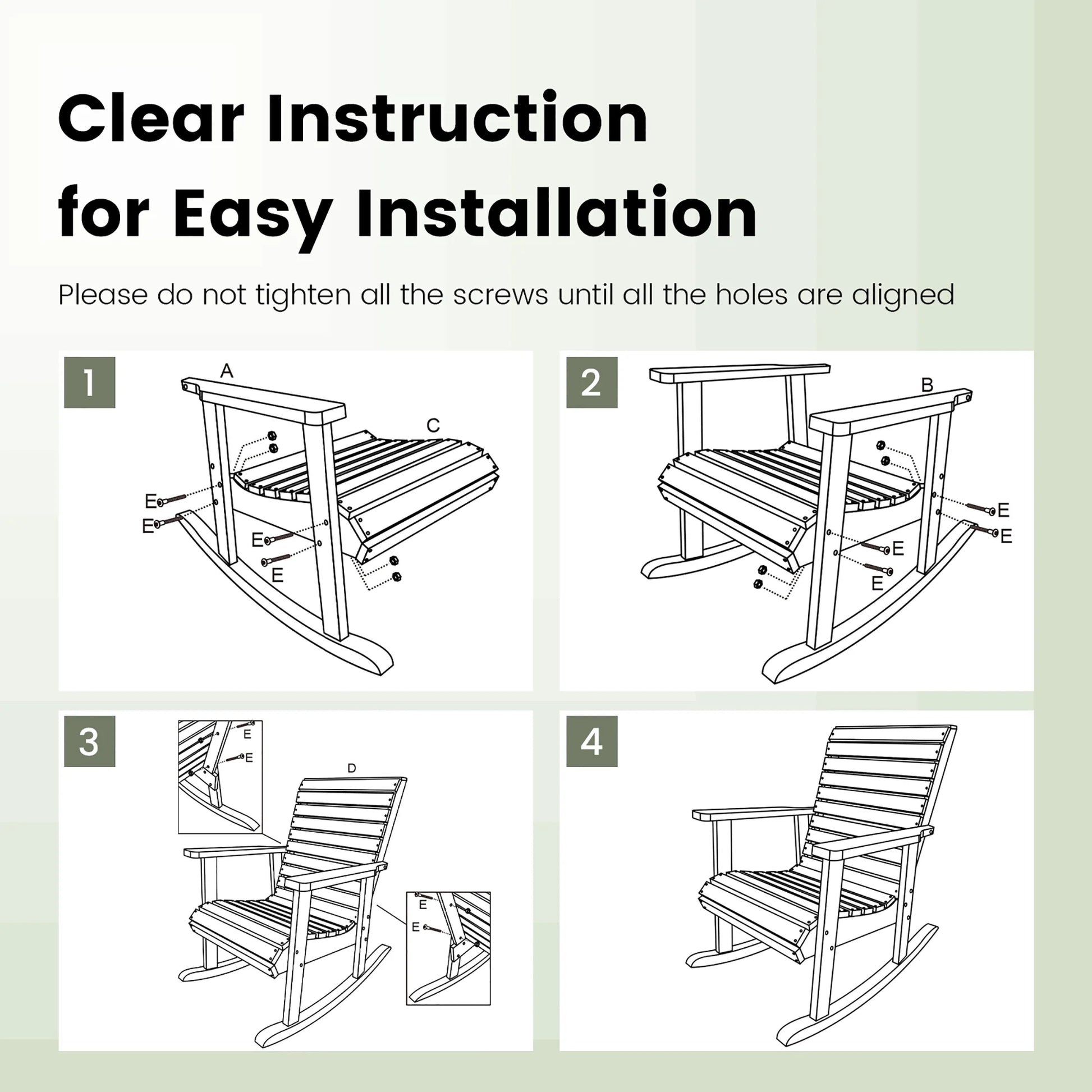 2 PCS Patio Wooden Rocking Chair High Back Fir Wood Armchair Natural Garden Yard