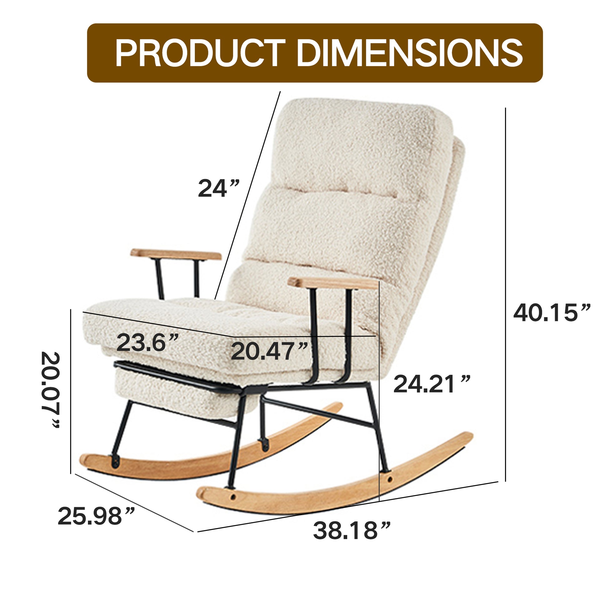 Rocking Chair, Modern Rocking Chair Nursery Set with High Backrest and Armrests, Comfy Uplostered Accent Chair with Retractable Footrest for Living Room, Bedroom, Beige