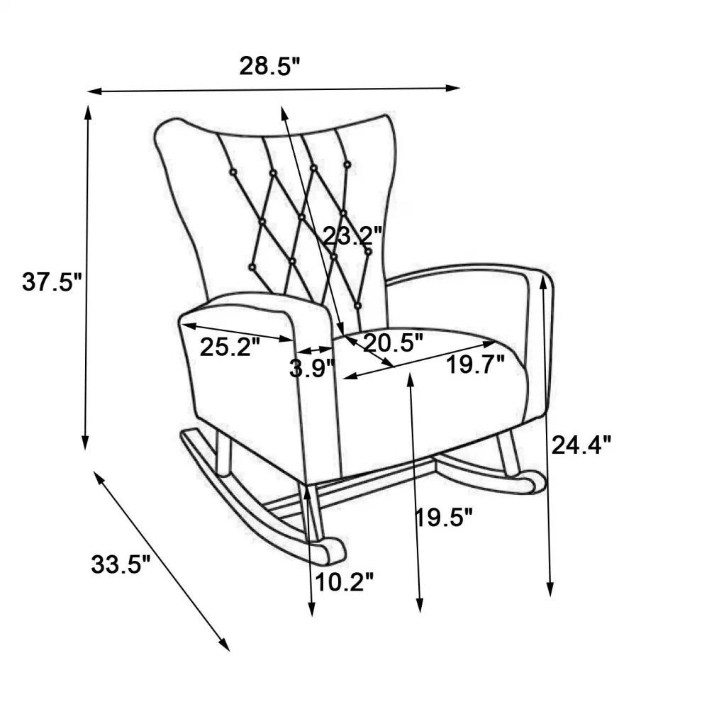 Accent Rocking Chair, Modern Accent Rocker Armchair with Padded Seat, Comfortable Upholstered High Back Wooden Rocking Chair Baby Nursery Glider for Living Room Baby Room Bedroom Office, Beige