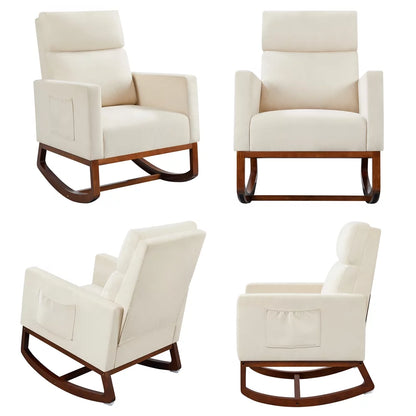 Upholstered Rocking Accent Chair, Beige