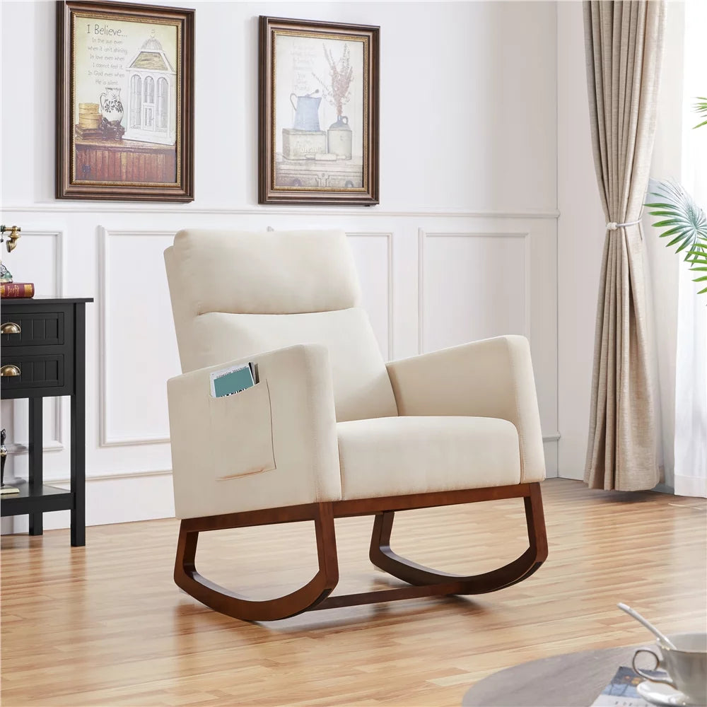 Upholstered Rocking Accent Chair, Beige