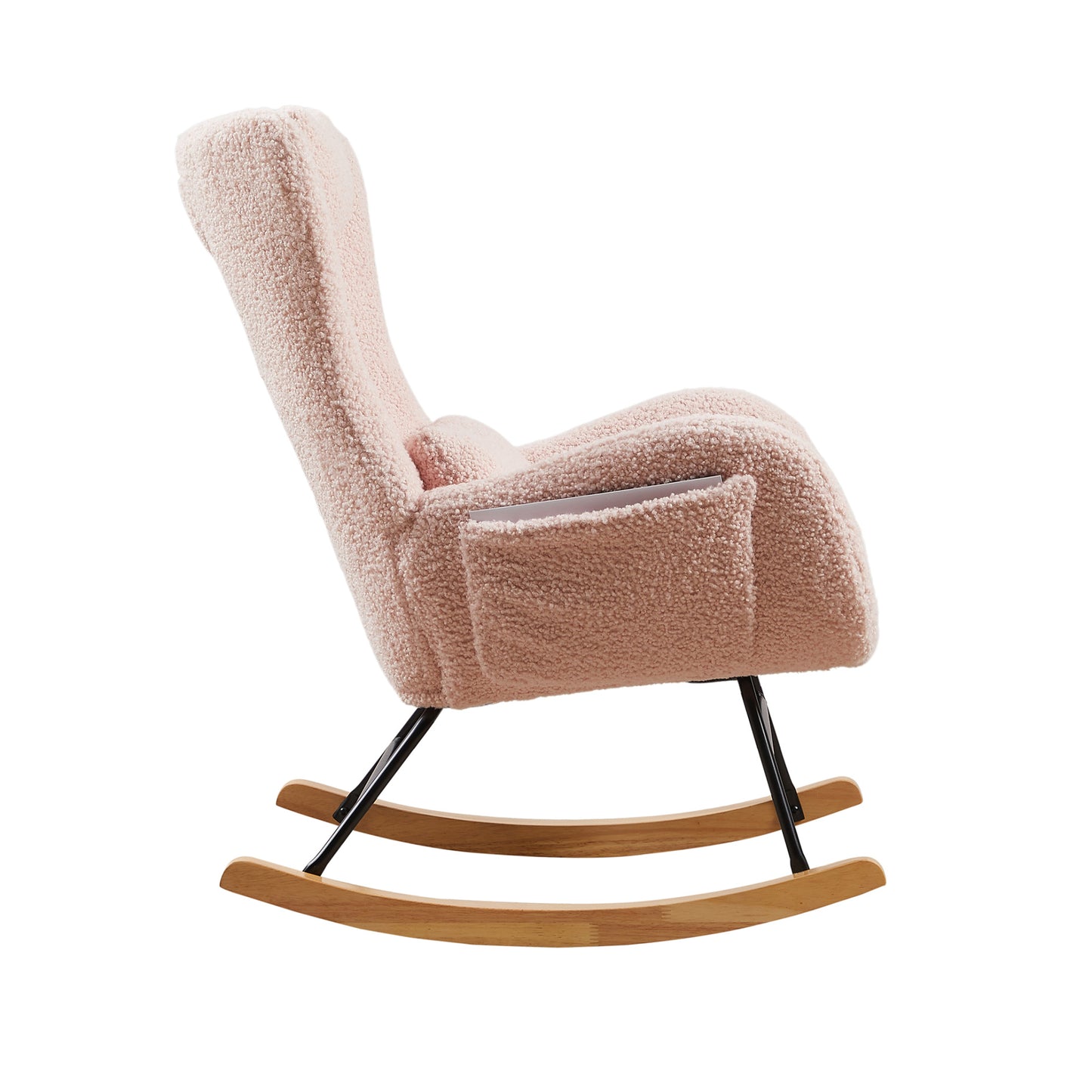 Rocking Chair Nursery, Upholstered Rocking Chairs with High Backrest and Armrests, Comfy Upholstered Accent Chair for Living Room, Bedroom